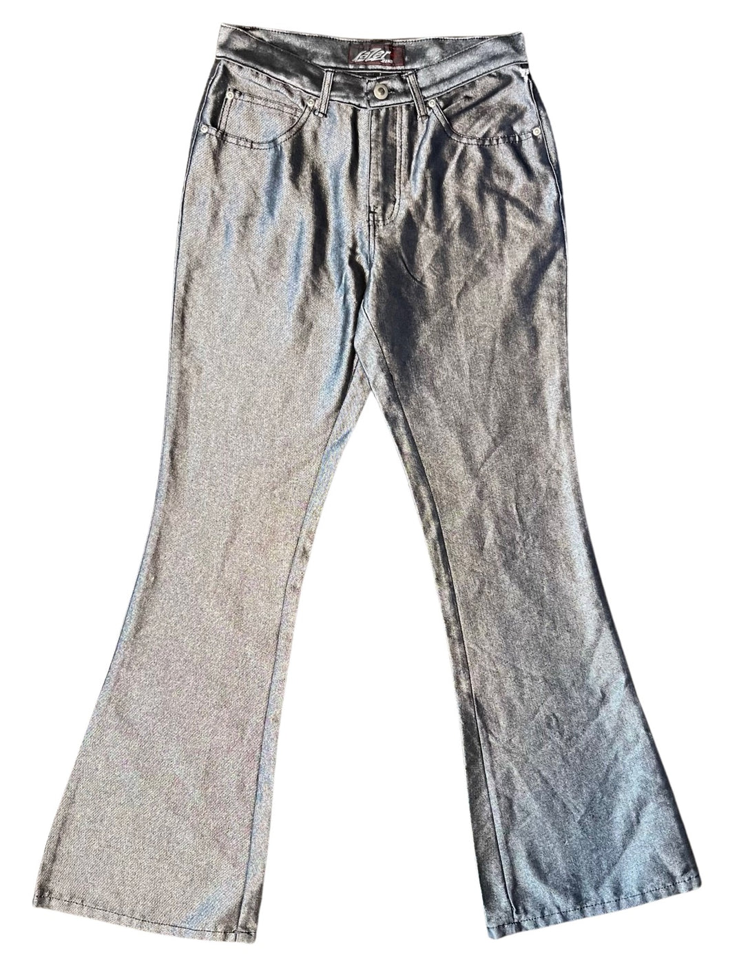 Vintage Y2K Metallic Gray Flare Jeans